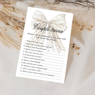Papier White Bow Pearl Couple Trivia Fête des mariées Jeu