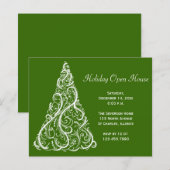 Papier White Christmas Tree Holiday Open House Invitation (Devant / Derrière)