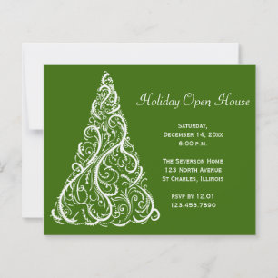 Papier White Christmas Tree Holiday Open House Invitation