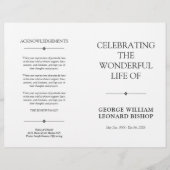 Papier White Minimal Celebration of Life Funeral Program (Devant)