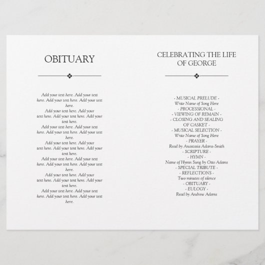 Papier White Minimal Celebration of Life Funeral Program (Dos)