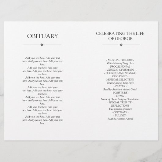 Papier White Minimal Celebration of Life Funeral Program (Dos)