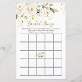 Papier White Roses Foliage Bridal Bingo Game (Devant)