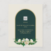Papier White Roses Forêt Vert Mariage d'hiver Sauver Date (Dos)