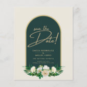 Papier White Roses Forêt Vert Mariage d'hiver Sauver Date (Devant)