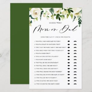 Papier White Winter Flowers Devinez Qui Maman ou Papa Jeu