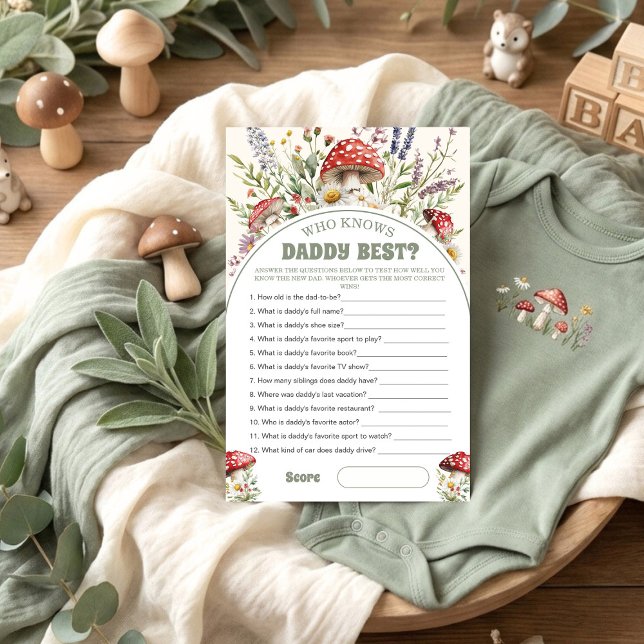 Papier Who knows daddy best Baby Shower Game Card (Créateur téléchargé)