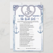 Papier Who Knows the Bride Best Game Nautical Wedding (Devant)