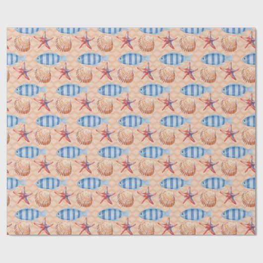 Papier wikkelen Vis Zeester Shell Ocean Pattern (Vlak)