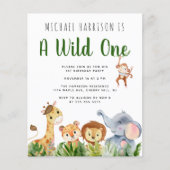 Papier Wild One Animaux 1er Anniversaire Fête Invitation (Devant)