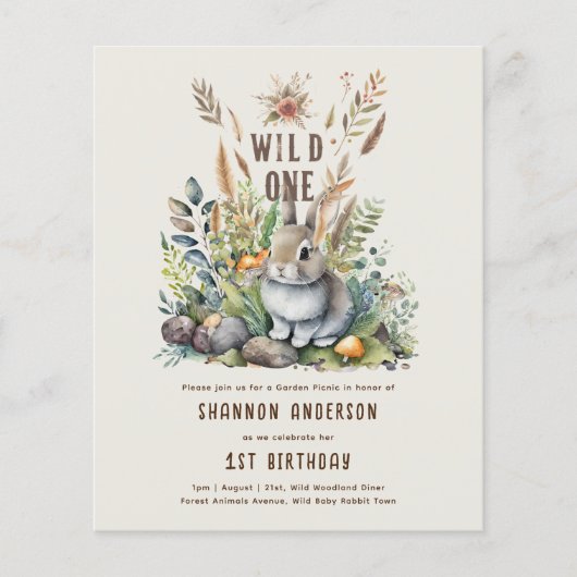 Papier Wild One Baby Bois Animaux 1er anniversaire (Devant)