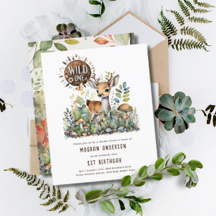 Papier Wild One Baby Deer Bois Animaux 1er anniversaire