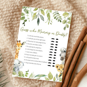 Papier Wild One Baby shower Safari Devinez Qui Joue