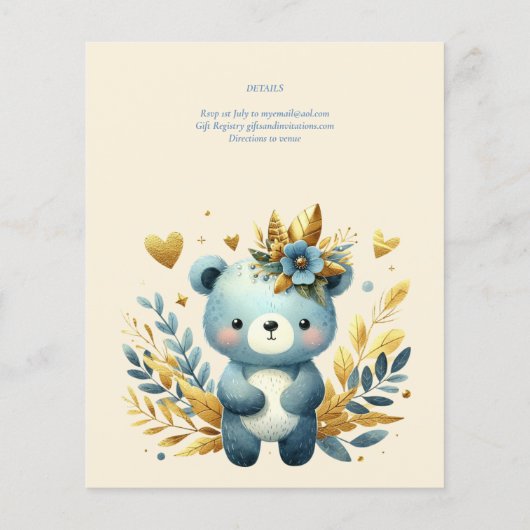 Papier Wild One Bear 1er anniversaire (ou EDIT AGE) Or Tu (Dos)