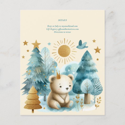 Papier Wild One Bear 1er anniversaire (ou EDIT AGE) Or Tu (Dos)