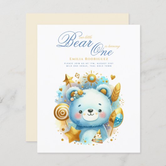 Papier Wild One Bear 1er anniversaire (ou EDIT AGE) Or Tu (Devant / Derrière)