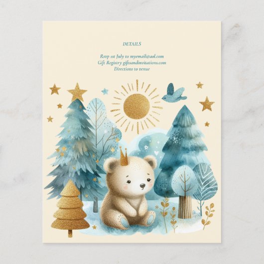 Papier Wild One Bear 1er anniversaire (ou EDIT AGE) Or Tu (Dos)