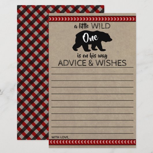 Papier Wild One Boys Baby shower Conseils et souhaits (Devant / Derrière)