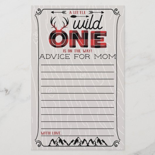 Papier Wild One Boys Rustic Plaid Lumberjack Conseil bébé (Devant)