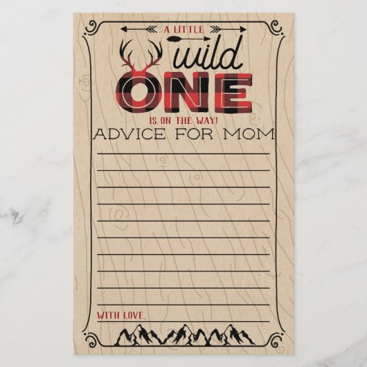 Papier Wild One Boys Rustic Plaid Lumberjack Conseil bébé (Devant)