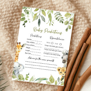 Papier Wild One Safari Baby shower Baby Predictions Jeu