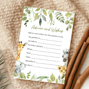 Papier Wild One Safari Baby shower Conseils et voeux jeu