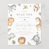 Papier Wild One Safari Boy Budget Baby shower Invitation (Devant)