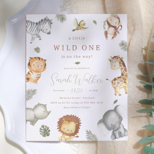Papier Wild One Safari Boy Budget Baby shower Invitation