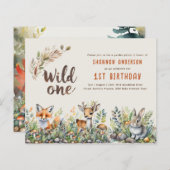 Papier Wild One Woodland Animaux 1er Anniversaire (Devant / Derrière)