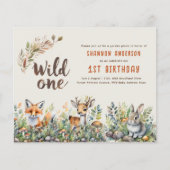 Papier Wild One Woodland Animaux 1er Anniversaire (Devant)