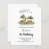 Papier Wild Un anniversaire forêt animaux invitation (Devant / Derrière)