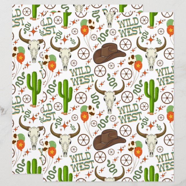 Papier Wild West Scrapbook Paper (Devant / Derrière)