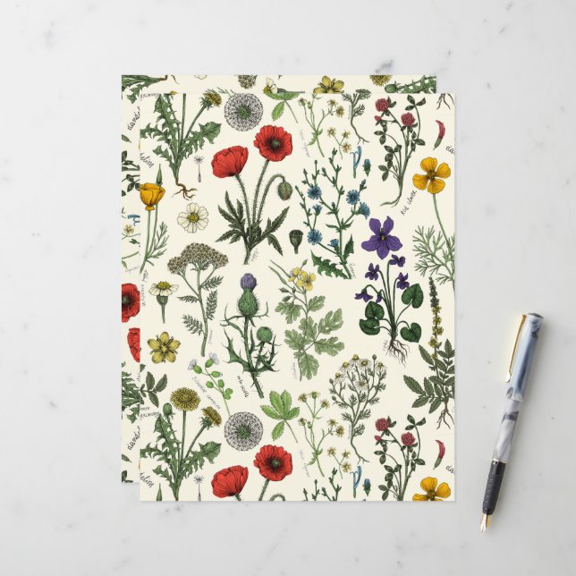 Papier Wildflowers collage (Devant/Arrière en situation)