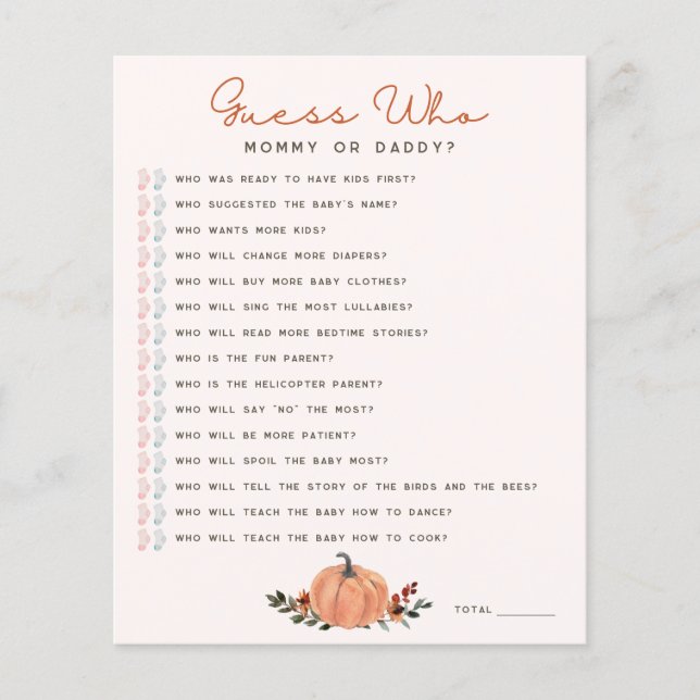 Papier Wildflowers Guess Who Baby Shower Game (Devant)