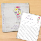 Papier Wildflowers Mason Jar Purple Rustic Recipe Sheets