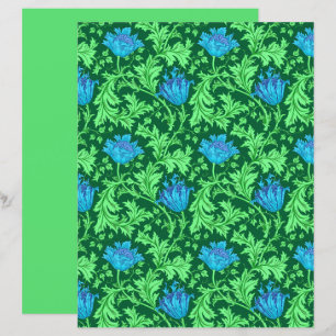 Papier William Morris Anemone, Emerald Green et Blue