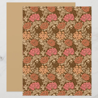 Papier William Morris Chrysanthèmes, Brown et rouille