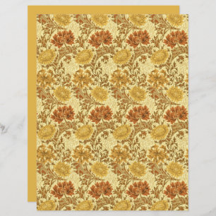 Papier William Morris Chrysanthemums, Or de la moutarde