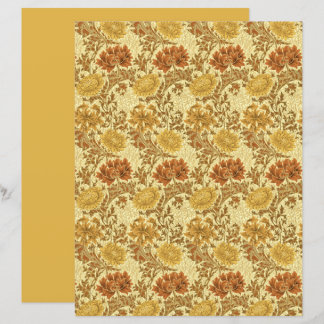 Papier William Morris Chrysanthemums, Or de la moutarde