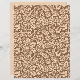 Papier William Morris Floral Damask, Beige et Taupe Tan