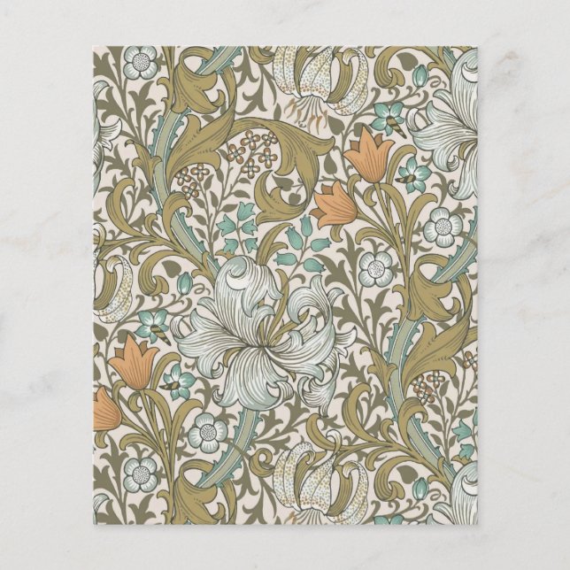 Papier William Morris Golden Lily Bleu Or Classique (Devant)