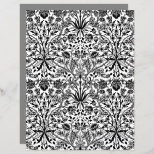 Papier William Morris Hyacinth Imprimer, noir, blanc et g