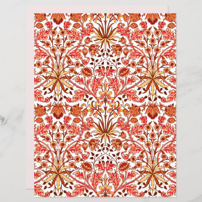 Papier William Morris Hyacinth Imprimer, orange et beige (Devant / Derrière)