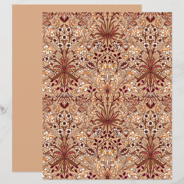 Papier William Morris Hyacinth Print, Brown et Beige (Devant / Derrière)