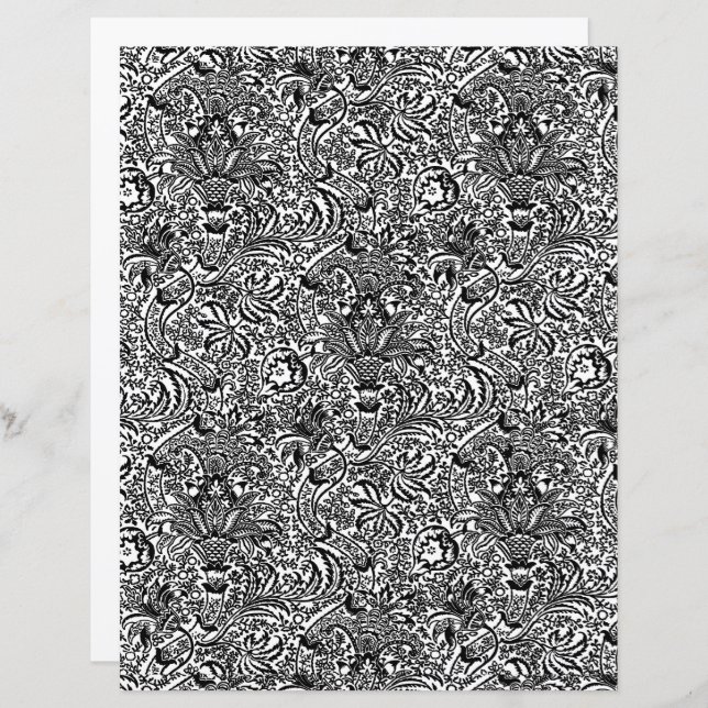 Papier William Morris Indien, noir et blanc (Devant / Derrière)