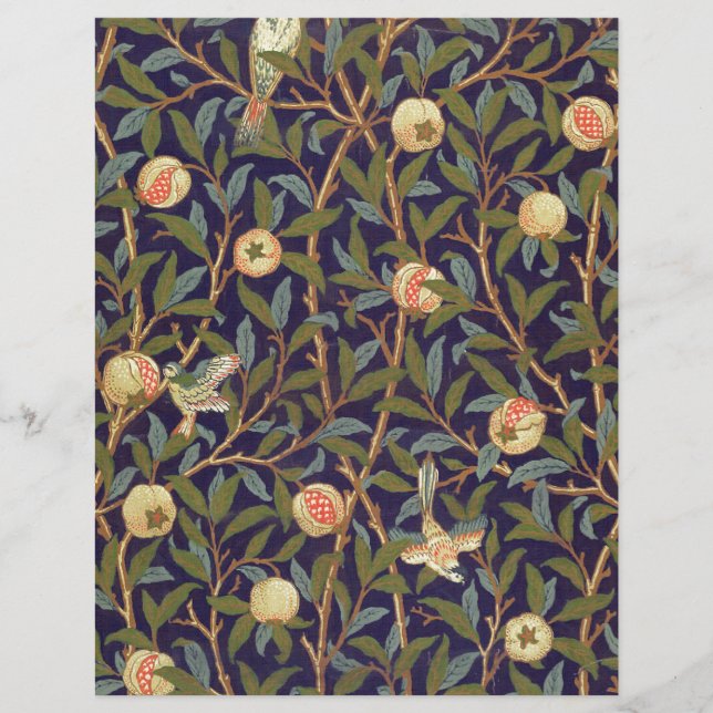 Papier William Morris Oiseau et Grenade (Devant)
