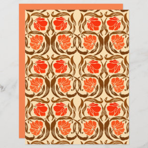 Papier William Morris Pimpernel, Mandarin Orange & Brown