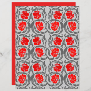 Papier William Morris Pimpernel, Silver Grey et Red