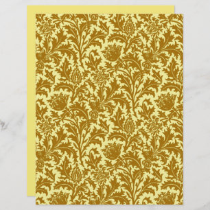 Papier William Morris Thistle Damask, Or de moutarde