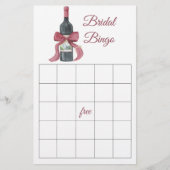 Papier Wine and Bow Bridal shower bingo game (Devant)